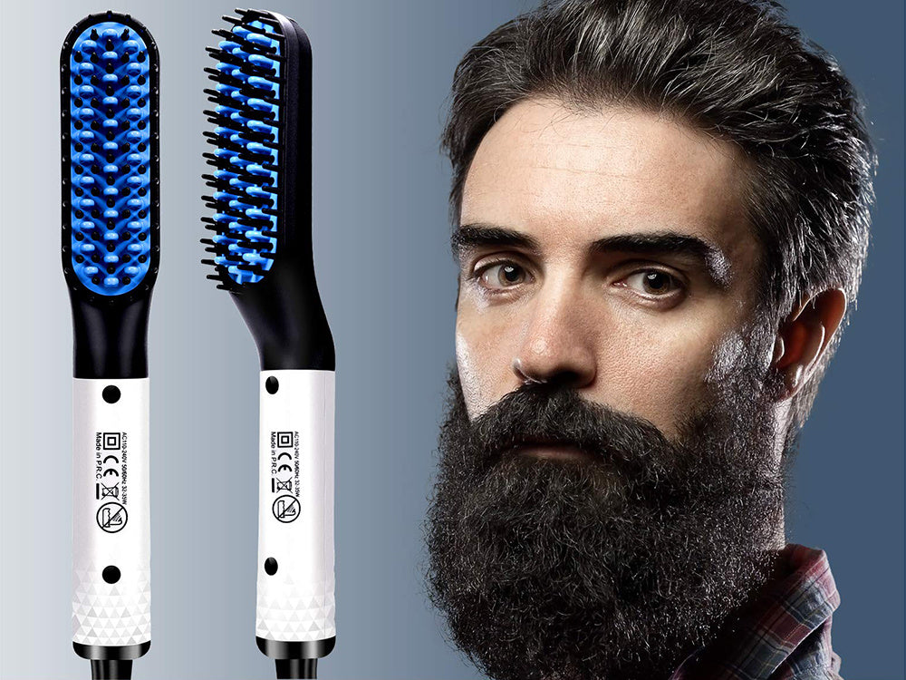 Hair straightener beard brush for men