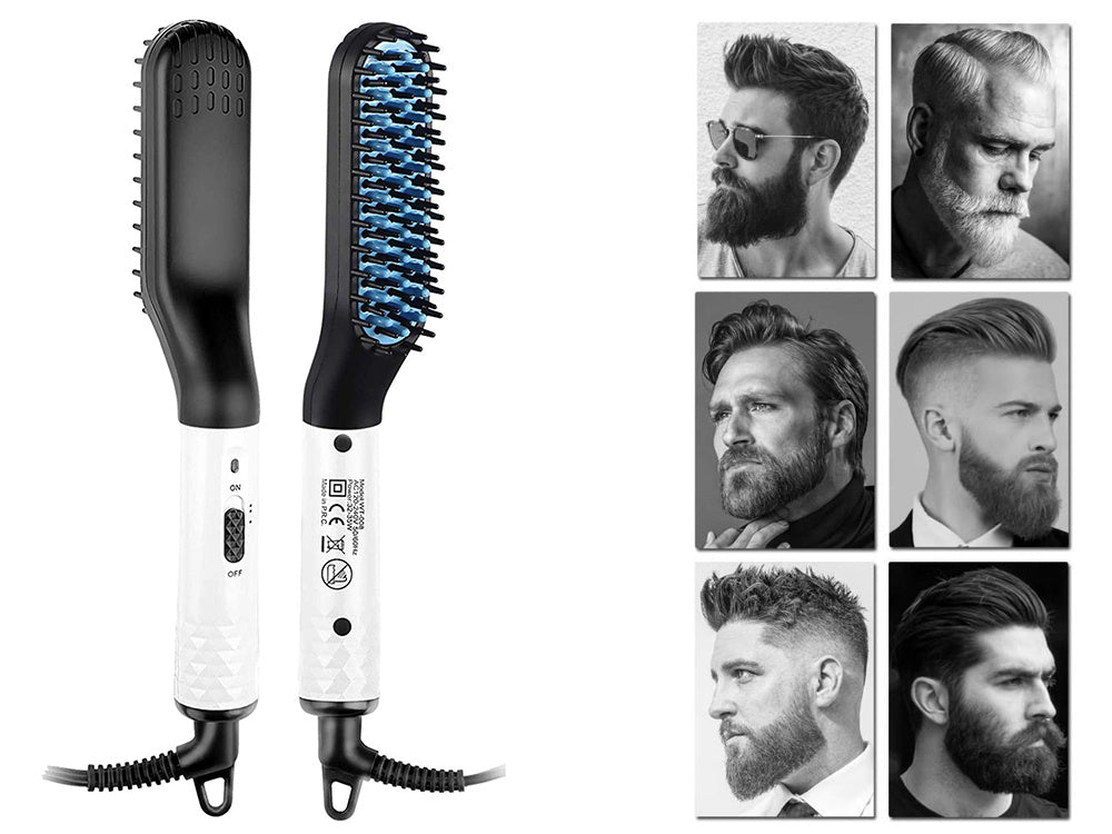 Hair straightener beard brush for men