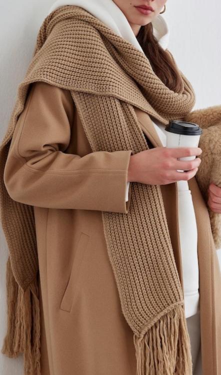 Knitwear Long Scarf - Camel