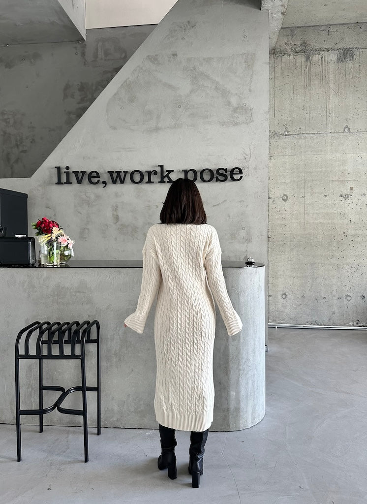 The Rib Knit Maxi Dress - Offwhite