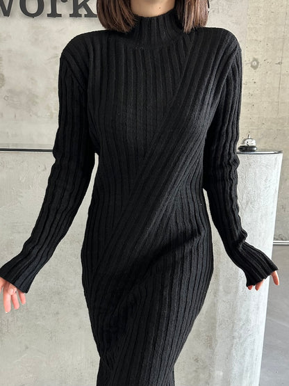 The Rib Knit Maxi Dress - Black