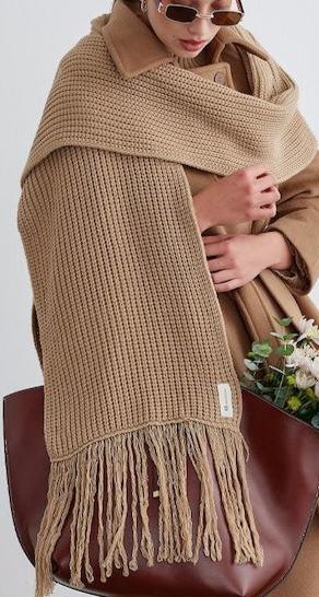 Knitwear Long Scarf - Camel