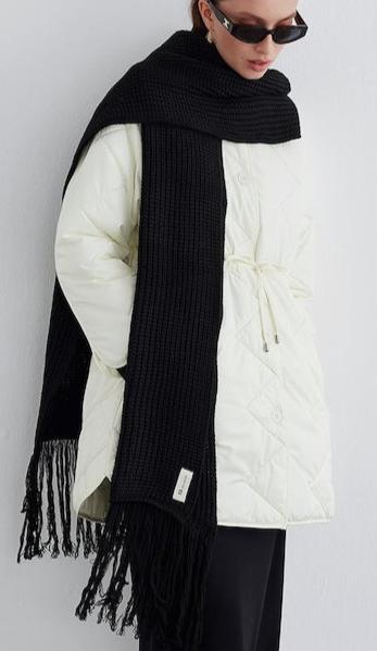 Knitwear Long Scarf - Black