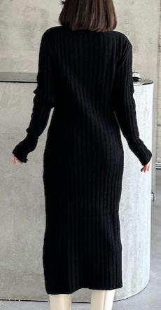 The Rib Knit Maxi Dress - Black