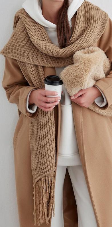 Knitwear Long Scarf - Camel