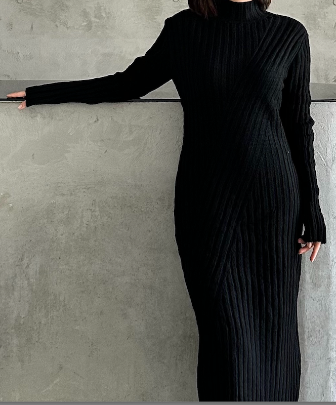 The Rib Knit Maxi Dress - Black