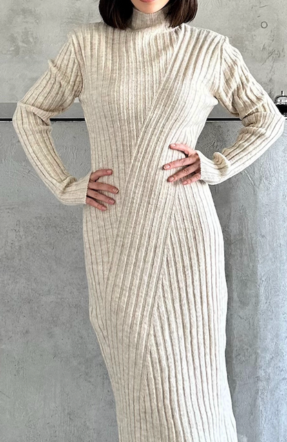 The Rib Knit Maxi Dress - Offwhite