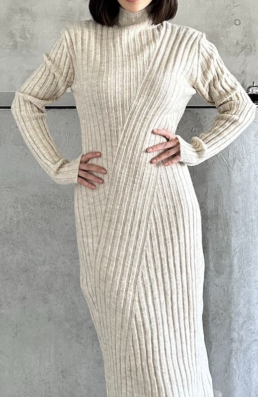 The Rib Knit Maxi Dress - Offwhite