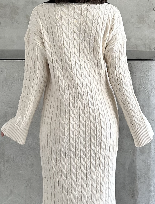 The Rib Knit Maxi Dress - Offwhite