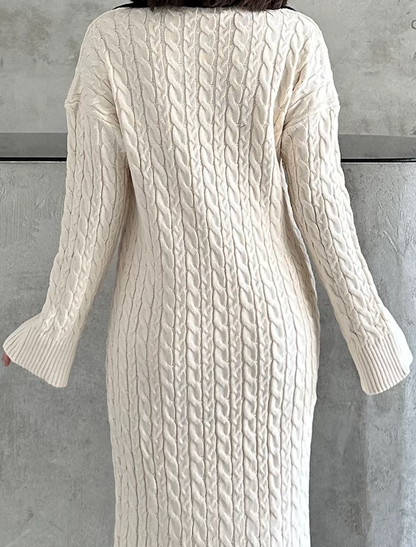 The Rib Knit Maxi Dress - Offwhite