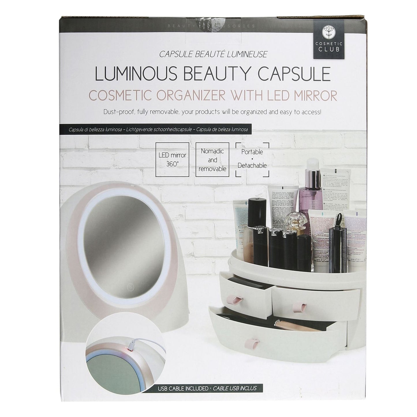 Make-up Organizer, Beauty Organizer, Cosmetics Organizer incl. LED Mirror / Make - Up - Spiegel