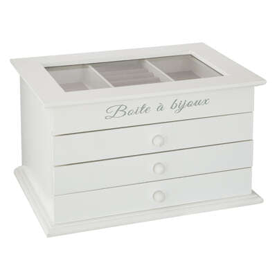 Witte sieradendoos met drie lades